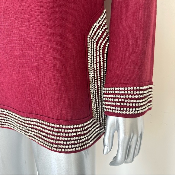 NEW!!! Tory Burch women linen top with crystals size 2 - Picture 3 of 11